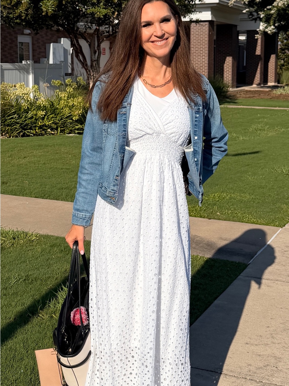 White Eyelet Maxi Dress - Women